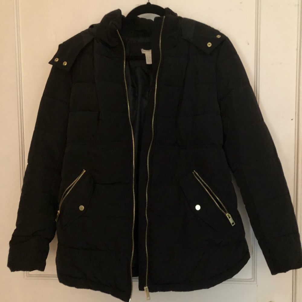 H&M Maternity black winter coat, size medium